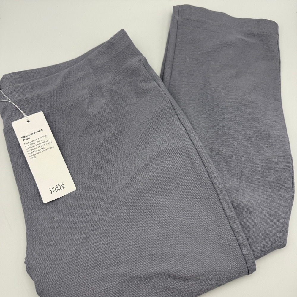 Eileen Fisher Washable Stretch Crepe Pants Women XL Grey Tapered Slim Leg